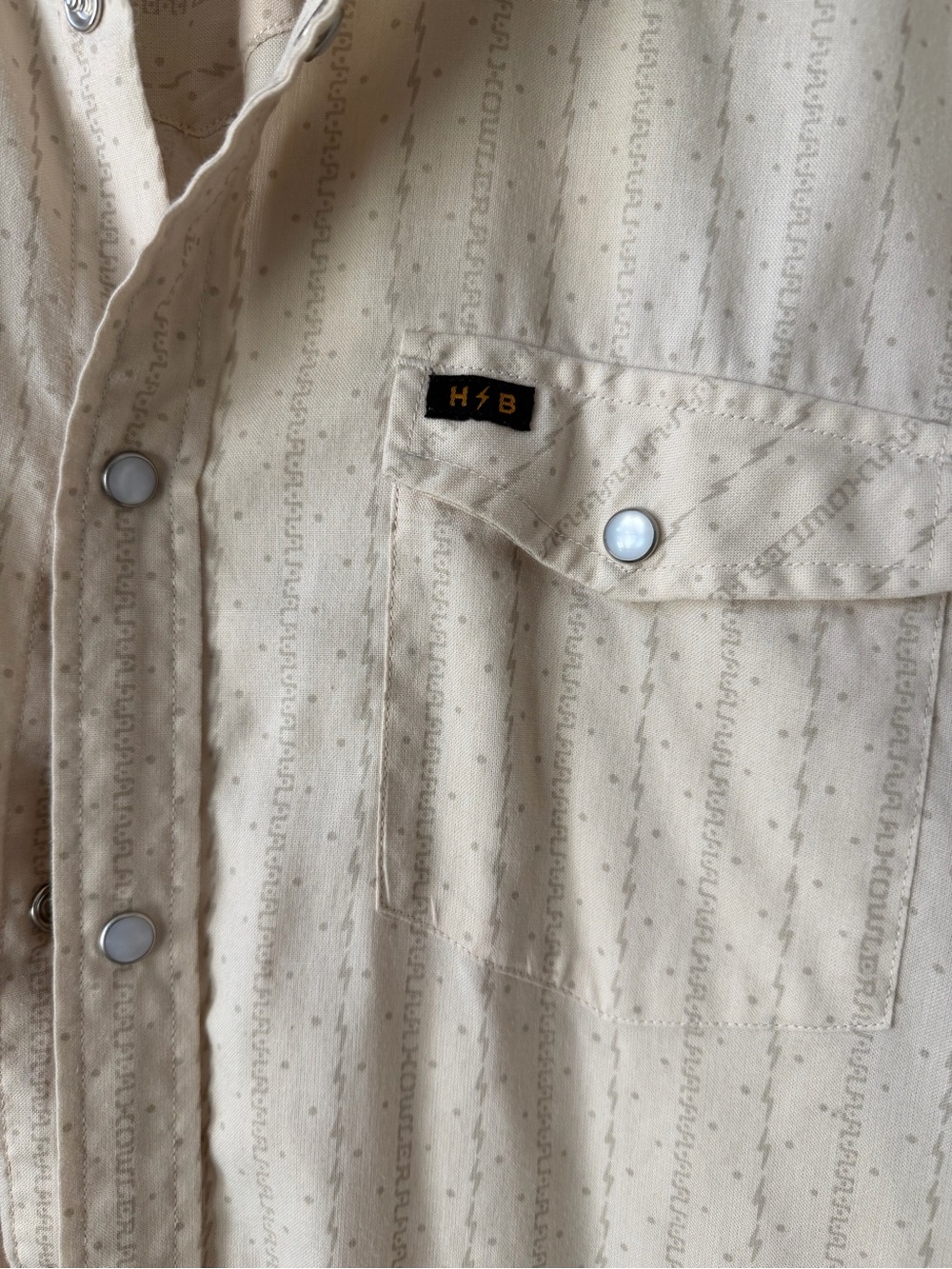 Howler Brothers Cream Lightweight Western Shirt with Subtle Pattern